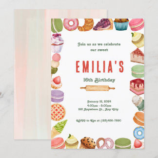 Sweet Sixteen Dessert Theme Party Invitation