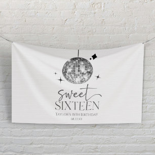 Sweet Sixteen Disco Ball 16th Birthday Party Banner