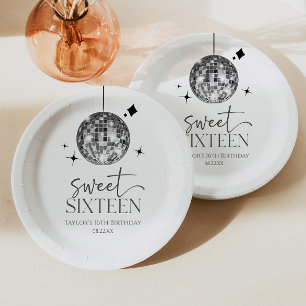 Sweet Sixteen Disco Ball 16th Birthday Party Paper Plate