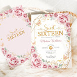 Sweet Sixteen Elegant Chic Pink Roses Gold Invitation<br><div class="desc">Pink,  gold and white Sweet Sixteen celebration invitation. Features script font,  gold butterflies,  blush pink roses and tiara. Perfect for an elegant princess style glam Sweet 16 birthday celebration. Personalize with your own details. Printed Zazzle invitations or instant download digital printable template.</div>