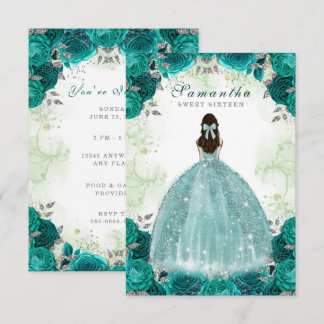 Sweet Sixteen Elegant Green Birthday Invitation