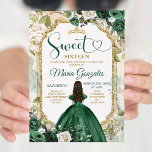 Sweet Sixteen Emerald Green & Gold Birthday Party Invitation<br><div class="desc">Sweet Sixteen Emerald Green & White Birthday Invitation
Mis Quince Anos,  16th Birthday.</div>