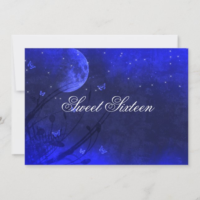 Sweet Sixteen, Enchanted Evening, Blue Invitations (Front)