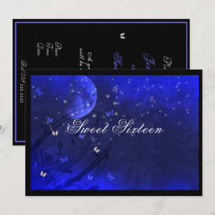 Sweet Sixteen Enchanted Evening Purple Blue Invitation