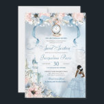 Sweet Sixteen Fairy Tale Princess Cinderella Theme Invitation<br><div class="desc">This beautifully elegant fairy tale invitation will invite your guests with a Cinderella theme, featuring a castle, beautiful pink and blue floral botanical, a missing glass slipper and the guest of honour in a gorgeous ball gown. All text is fully customizable and can be edited to suit your needs. This...</div>