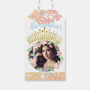 Sweet sixteen Fairytale Princess Photo Thank you Gift Tags
