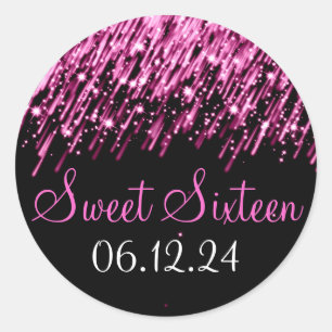 Sweet Sixteen Favour Falling Stars Pink Classic Round Sticker