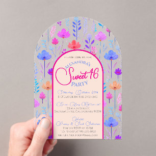 Sweet sixteen Floral été invitation transparente