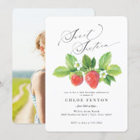 Sweet sixteen fraise rouge Invitation d'anniversai