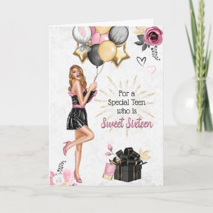 Sweet Sixteen Girl Happy Birthday Card