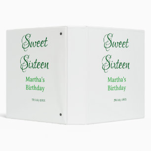 Sweet Sixteen green name date calligraphy boho ret Binder