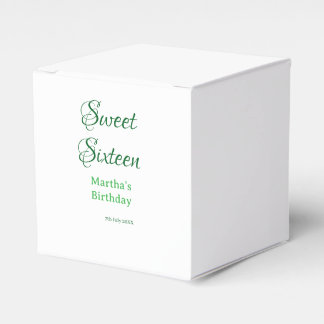 Sweet Sixteen green name date calligraphy boho ret Favor Box