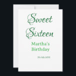 Sweet Sixteen green name date calligraphy boho ret Invitation<br><div class="desc">Design</div>