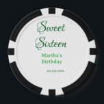 Sweet Sixteen green name date calligraphy boho ret Poker Chips<br><div class="desc">Design</div>
