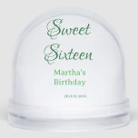 Sweet Sixteen green name date calligraphy boho ret Snowglobe<br><div class="desc">Design</div>