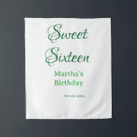 Sweet Sixteen green name date calligraphy boho ret Tapestry<br><div class="desc">Design</div>