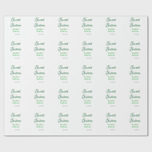 Sweet Sixteen green name date calligraphy boho ret Wrapping Paper