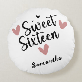 Sweet Sixteen Heart Birthday Party Throw Pillow