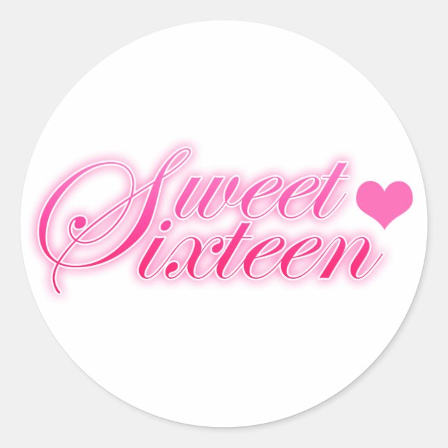 Sweet Sixteen Heart Classic Round Sticker (Front)