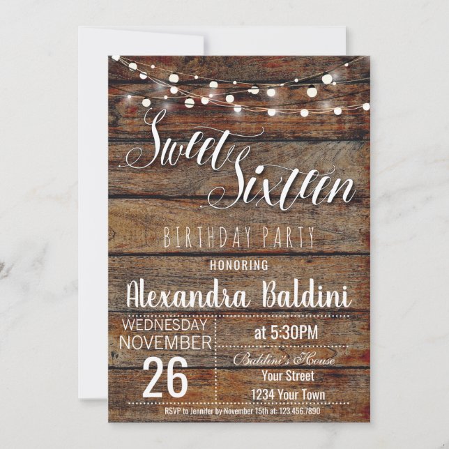 Sweet sixteen Invitation d'anniversaire, Sweet 16  (Devant)