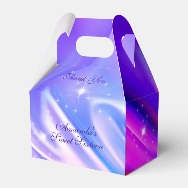 Sweet Sixteen Iridescent Pink Purple Blue Favor Box (Front Side)