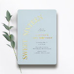 Sweet Sixteen | Light Blue and Gold 16th Birthday<br><div class="desc">Modern sweet 16 invitations with real metallic foil. Soft blue with gold.</div>