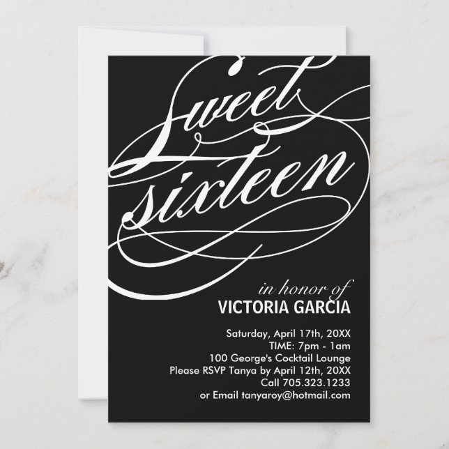 Sweet Sixteen Masquerade Party Invitation (Front)