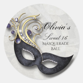 Sweet Sixteen Masquerade Sticker Blk Mask
