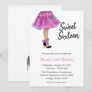 Sweet sixteen Mode Anniversaire Invitation