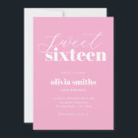 Sweet Sixteen Modern Pink 16th Birthday Invitation<br><div class="desc">Minimalist sweet sixteen 16th birthday invitation featuring simple modern typography in pink colour.</div>
