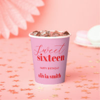 Sweet Sixteen Modern Pink Red 16th Birthday