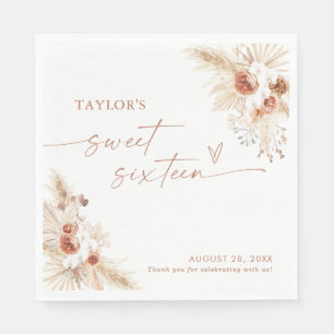 Sweet Sixteen Napkins, Terracotta Boho Sixteen Napkin