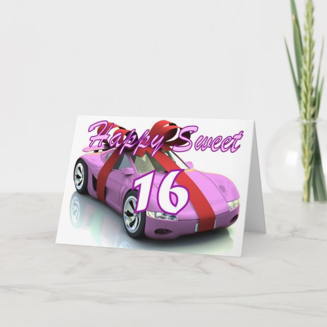 Sweet sixteen new car birthday card (Front)