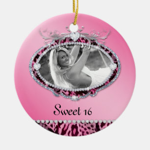 Sweet Sixteen Ornament Gift Leopard Pink Photo