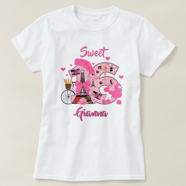 Sweet sixteen Paris Birthday Shirts (Design Front)