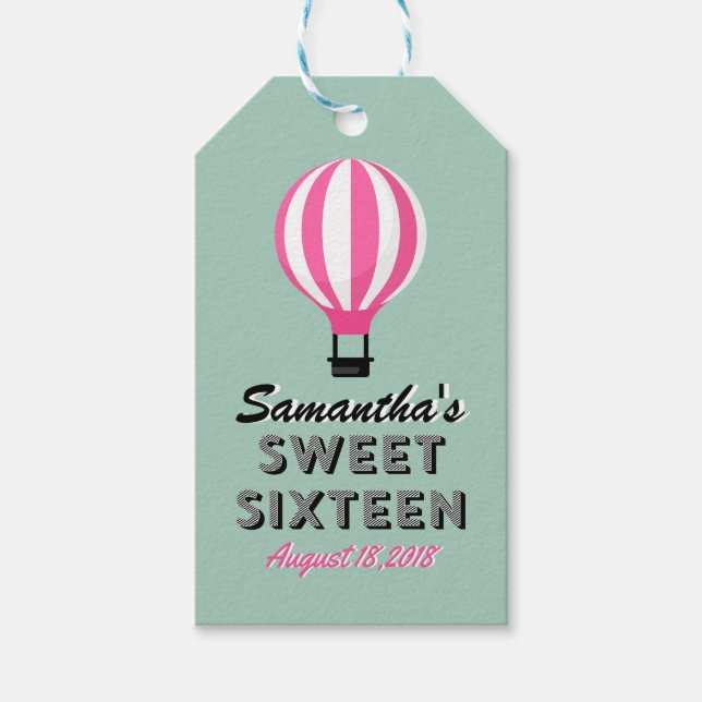 Sweet Sixteen Paris Theme Birthday Gift Tag (Front)