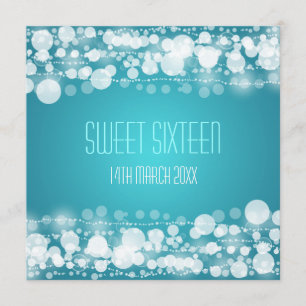 Sweet Sixteen Party Dotted Decoration Blue Invitation