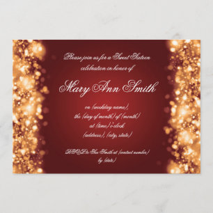 Sweet Sixteen Party Gold Sparkling Lights Invitation
