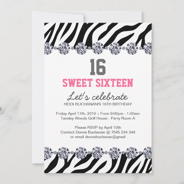 Sweet Sixteen Party Invitation (Front)