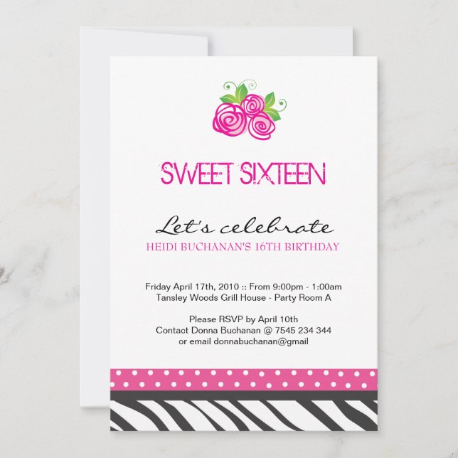 Sweet Sixteen Party Invitation (Front)