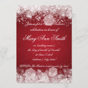 Sweet Sixteen Party Sparkling Night 2 Red Invitation