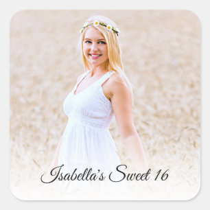 Sweet Sixteen Photo Custom Square Sticker