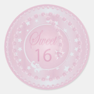 Sweet Sixteen Pink Birthday Classic Round Sticker