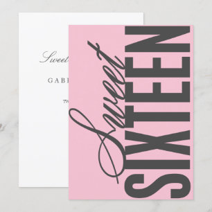 Sweet Sixteen Pink Birthday Party Invite