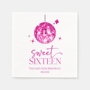 Sweet Sixteen Pink Disco Ball 16th Birthday Party Napkin