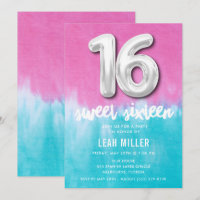 Sweet Sixteen Pink Tie Dye Party Invitation 