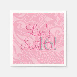 Sweet Sixteen, Pretty Pink Custom Napkins