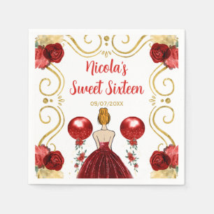 Sweet Sixteen Red Hair Princess in Red Napkin