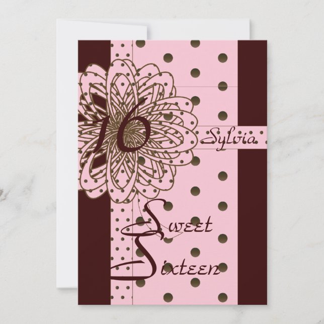 Sweet Sixteen Retro Polka Dot Invitation - Cust. (Front)