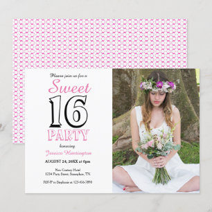 Sweet sixteen rose 16e anniversaire Invitation pho